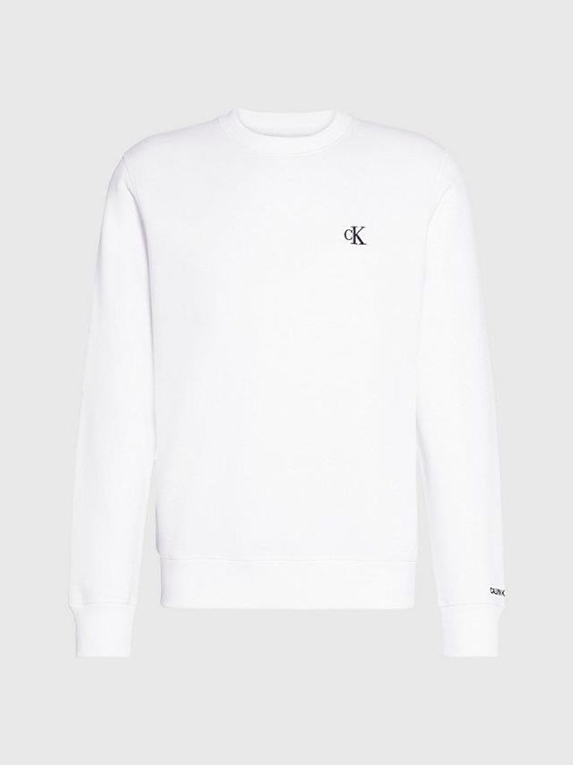 White Calvin Klein Cotton Blend Fleece Men Sweatshirt | LGXO-62908