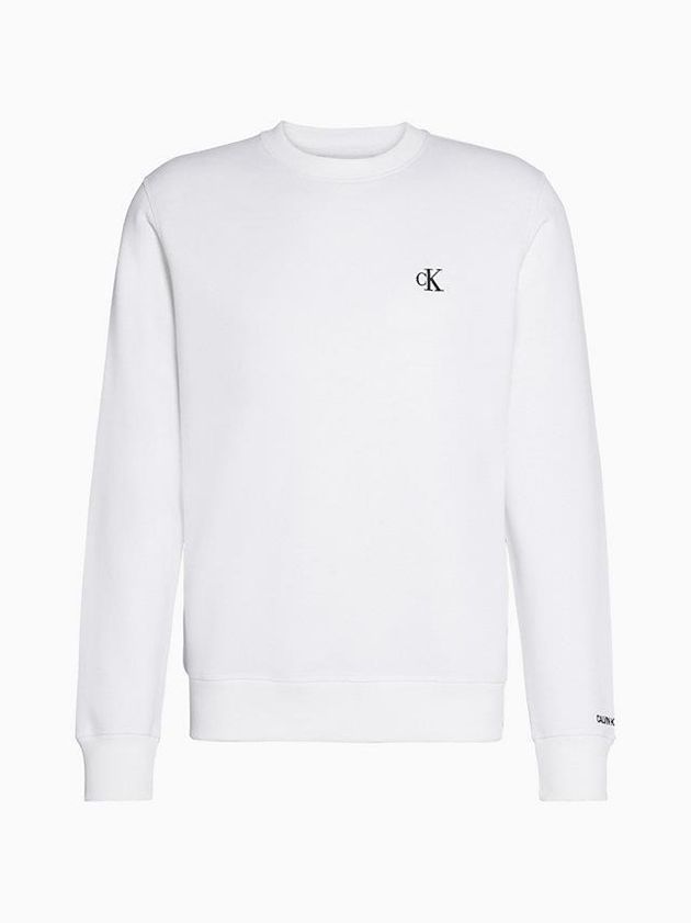 White Calvin Klein Cotton Blend Fleece Men Sweatshirt | LGXO-62908