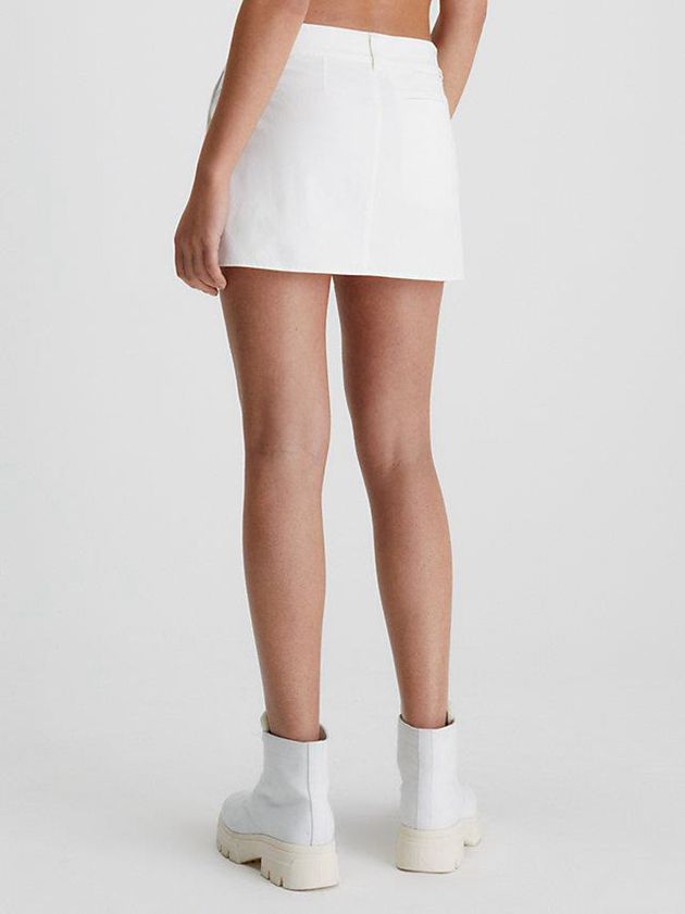 White Calvin Klein Cotton Canvas Micro Mini Women Skirt | JFCL-16482