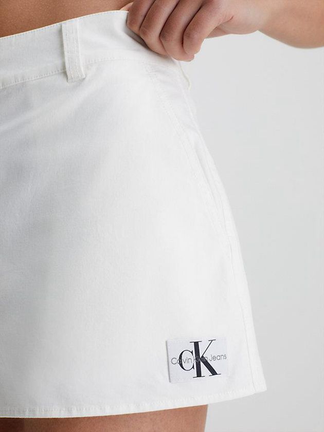 White Calvin Klein Cotton Canvas Micro Mini Women Skirt | JFCL-16482