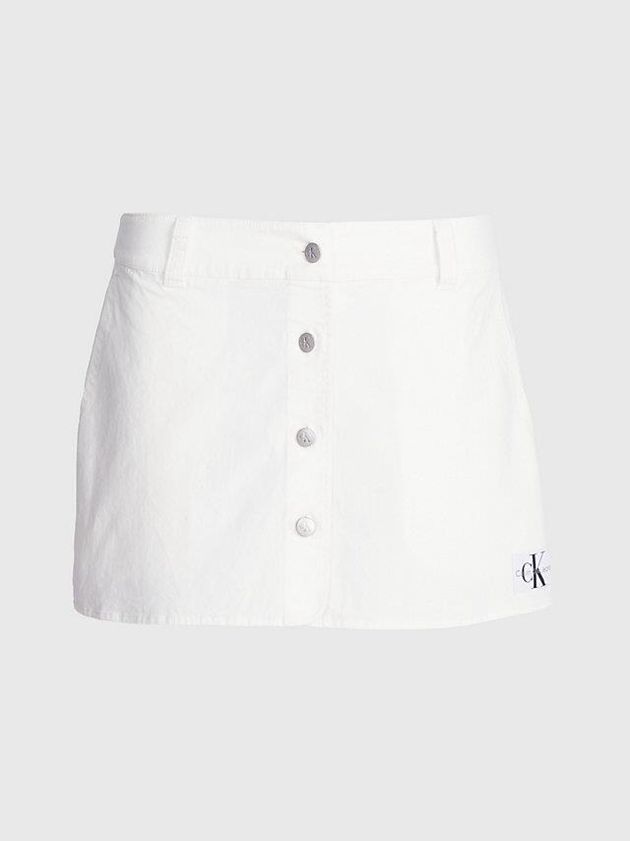 White Calvin Klein Cotton Canvas Micro Mini Women Skirt | JFCL-16482