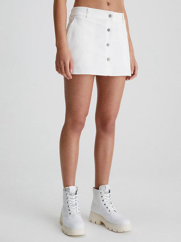 White Calvin Klein Cotton Canvas Micro Mini Women Skirt | JFCL-16482