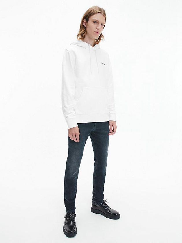 White Calvin Klein Cotton Men Hoodie | XOIF-90326
