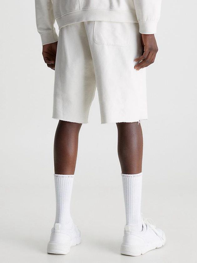 White Calvin Klein Cotton Terry Gym Men Shorts | GAWM-01472