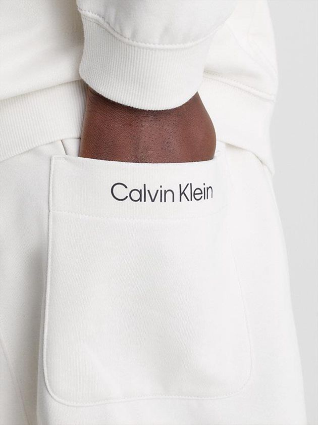 White Calvin Klein Cotton Terry Gym Men Shorts | GAWM-01472