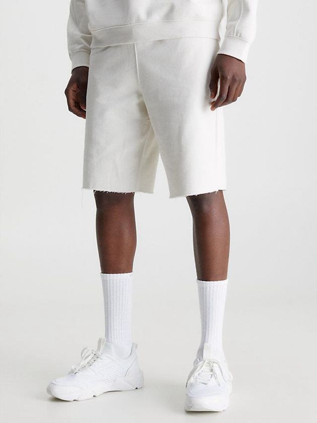 White Calvin Klein Cotton Terry Gym Men Shorts | GAWM-01472