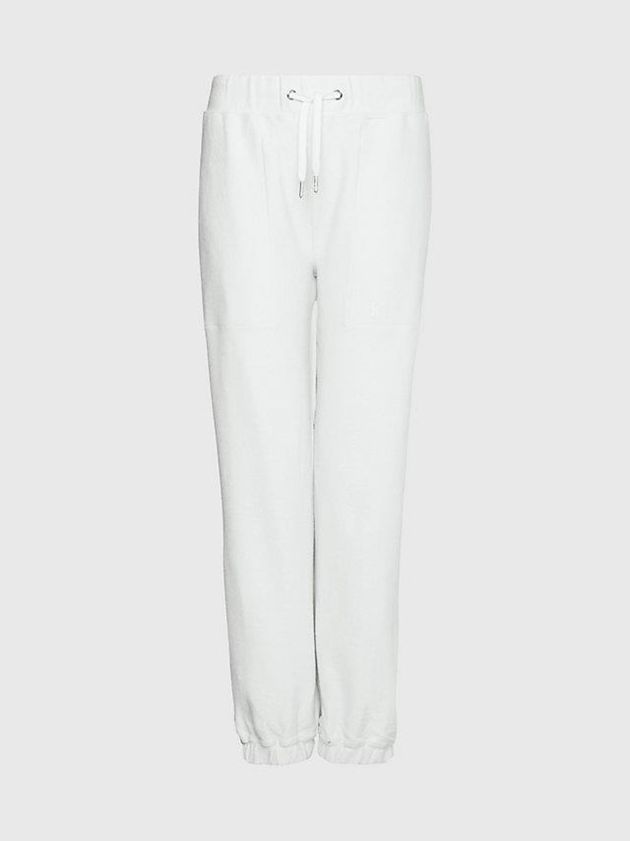 White Calvin Klein Cotton Terry Women Joggers | OSXV-97681