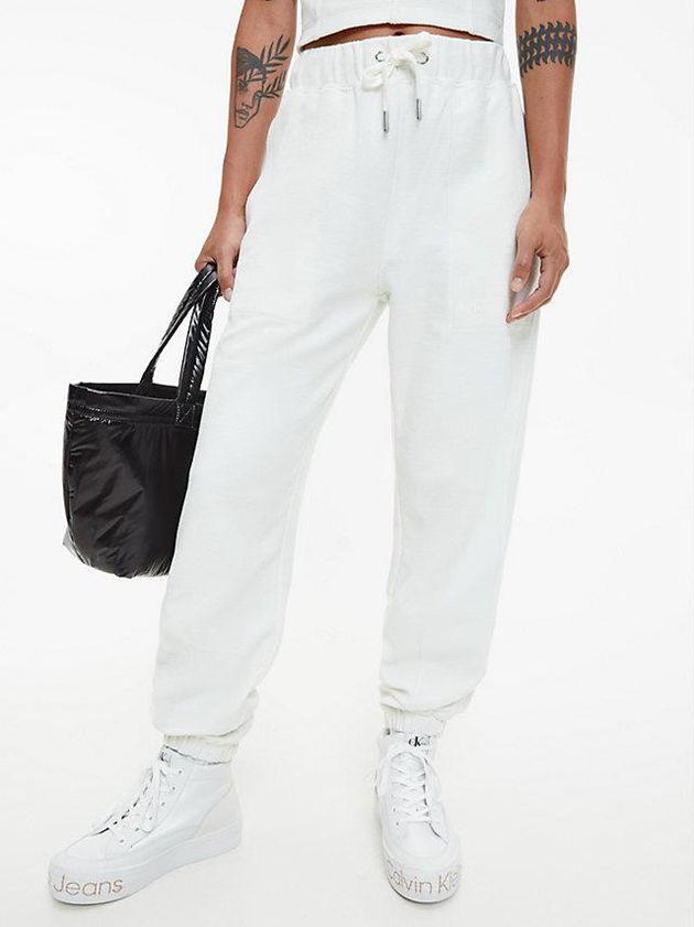 White Calvin Klein Cotton Terry Women Joggers | OSXV-97681