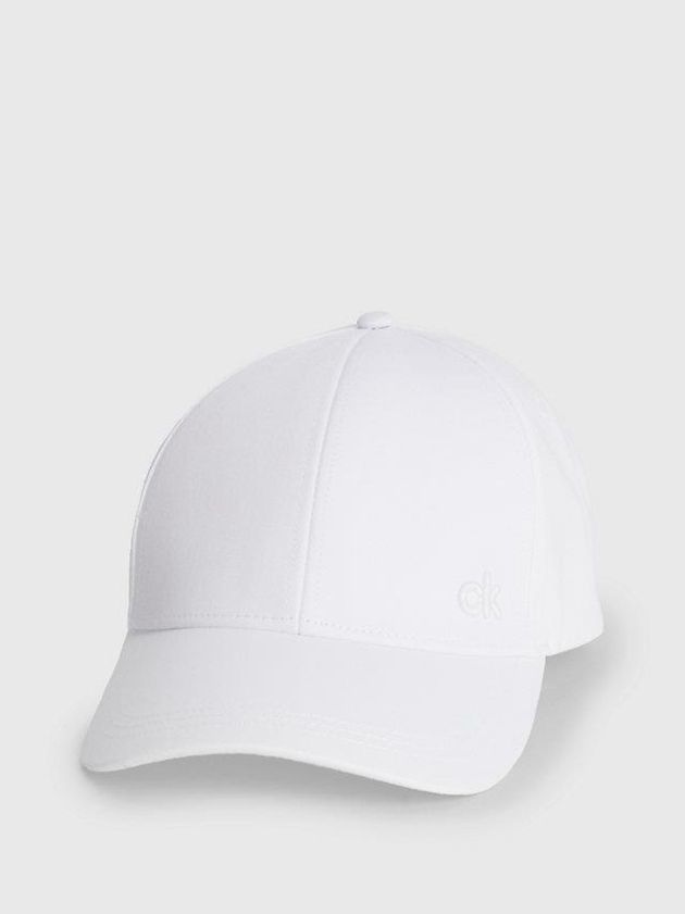 White Calvin Klein Cotton Twill Men Cap | VLQE-25846