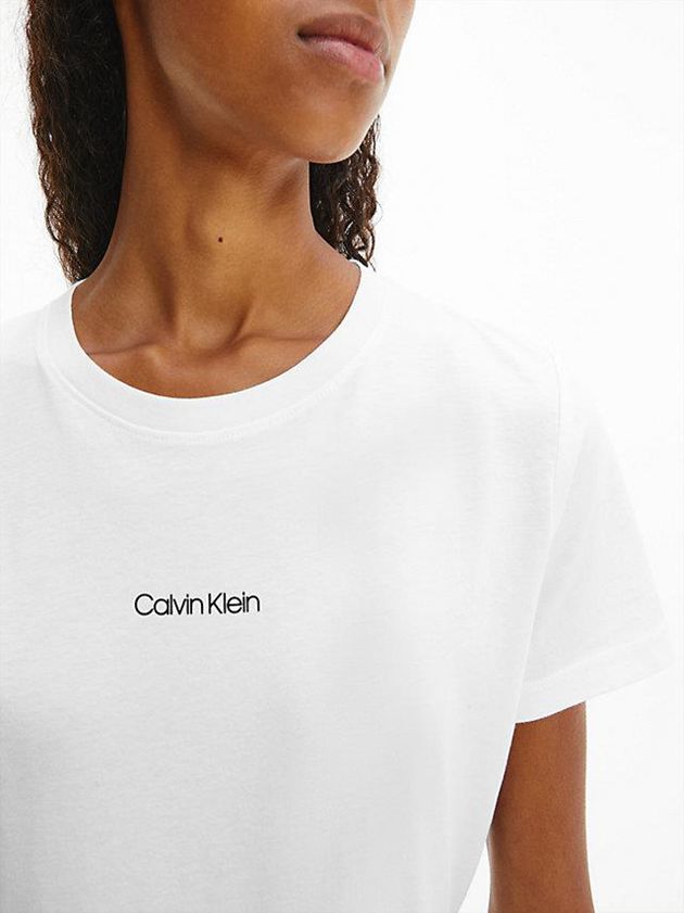 White Calvin Klein Cotton Women T-Shirt | LBIU-60781