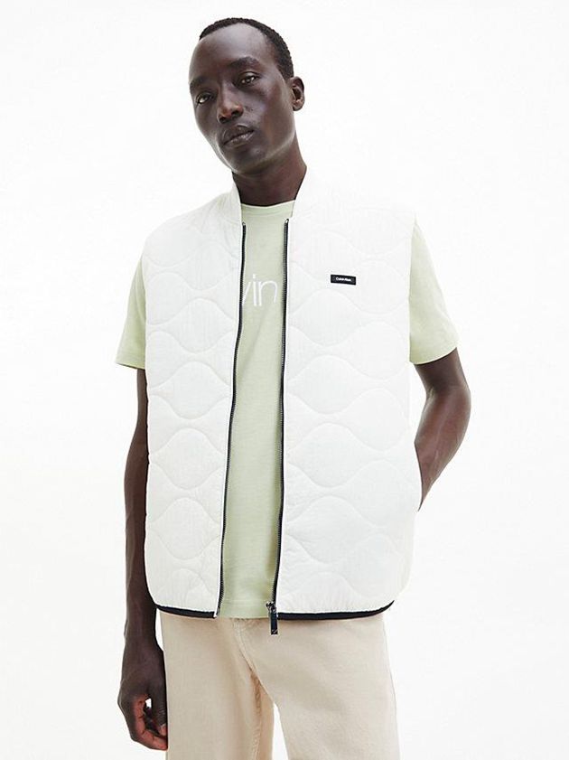 White Calvin Klein Crinkle Nylon Quilted Men Vest | CRME-35094