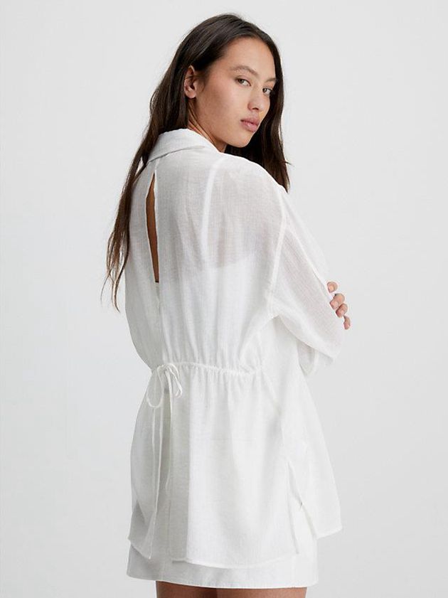 White Calvin Klein Crinkle Rayon Split Back Blouse Women Top | CGYX-40928