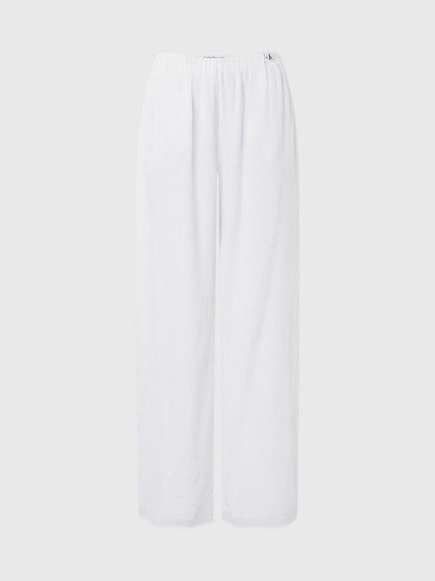 White Calvin Klein Crinkle Rayon Wide Leg Women Pants | EXMK-93048