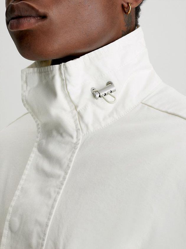 White Calvin Klein Cropped Cotton Twill Zip Up Men Jacket | OPIA-81402