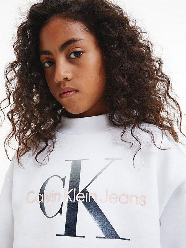 White Calvin Klein Cropped Girls's Sweatshirt | EINV-35081