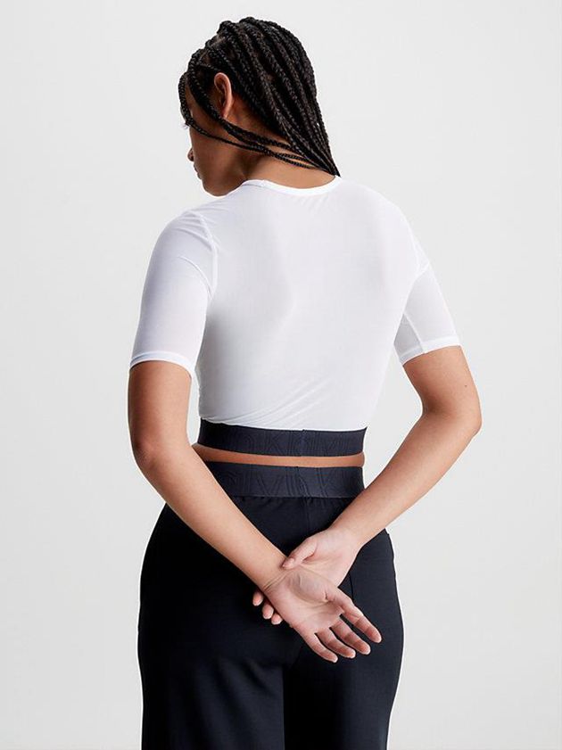 White Calvin Klein Cropped Gym Women T-Shirt | XRBE-91437