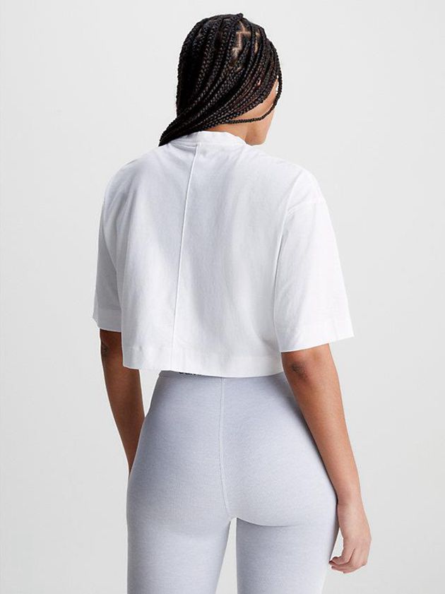 White Calvin Klein Cropped Gym Women T-Shirt | DSXU-39280