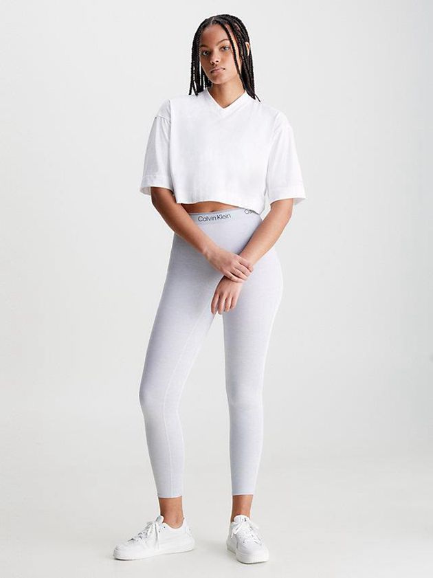 White Calvin Klein Cropped Gym Women T-Shirt | DSXU-39280