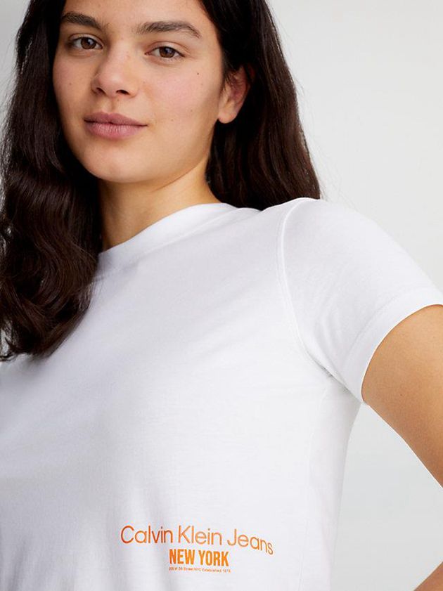 White Calvin Klein Cropped Logo Women T-Shirt | OLXY-12605