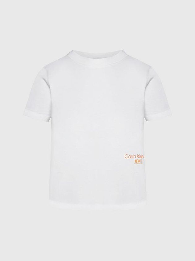 White Calvin Klein Cropped Logo Women T-Shirt | OLXY-12605