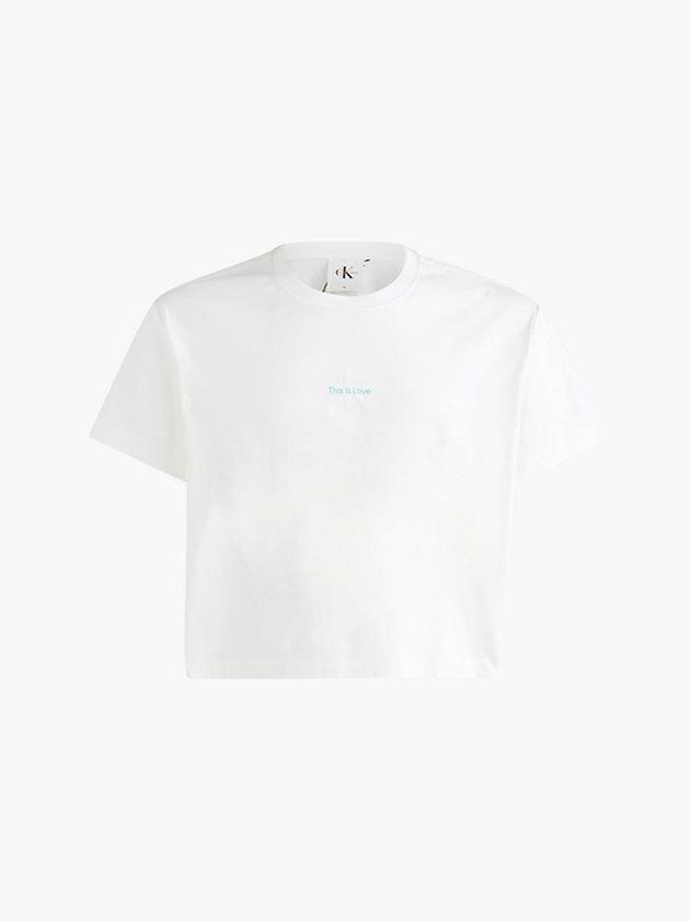 White Calvin Klein Cropped Logo - Pride Men T-Shirt | SMZC-76259