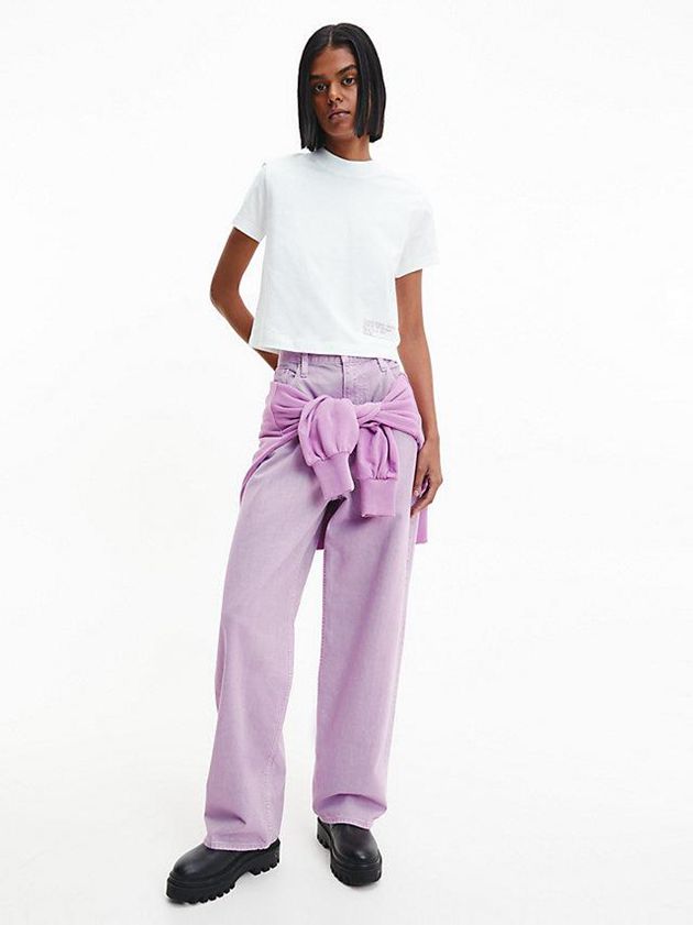 White Calvin Klein Cropped Organic Cotton Women T-Shirt | YISP-87921