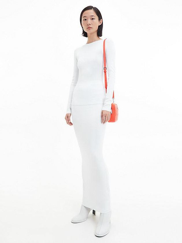 White Calvin Klein Cut Out Detail Jumper Women Sweater | PRGX-91720
