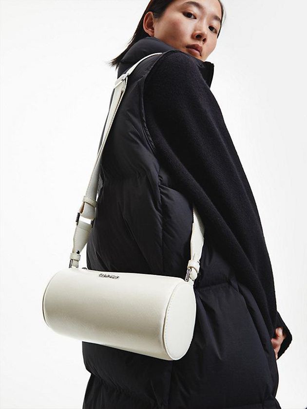White Calvin Klein Cylinder Crossbody Women Bags | FBJU-53841