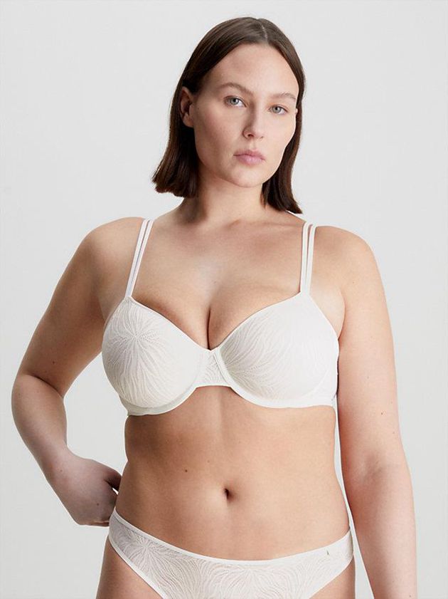 White Calvin Klein Demi T-Shirt - Sheer Marquisette Women Bra | LUBX-72530