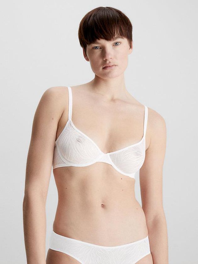 White Calvin Klein Demi - Sheer Marquisette Women Bra | HALP-39754
