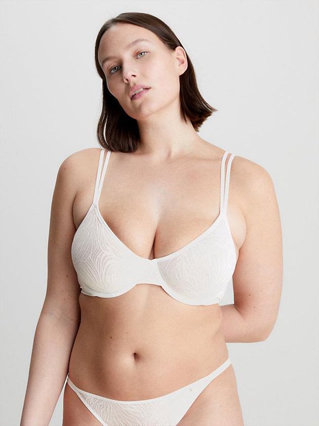White Calvin Klein Demi - Sheer Marquisette Women Bra | HALP-39754