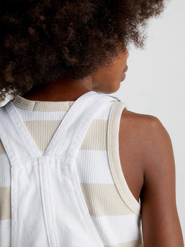 White Calvin Klein Denim Dungaree Girls's Dress | EXQA-70825