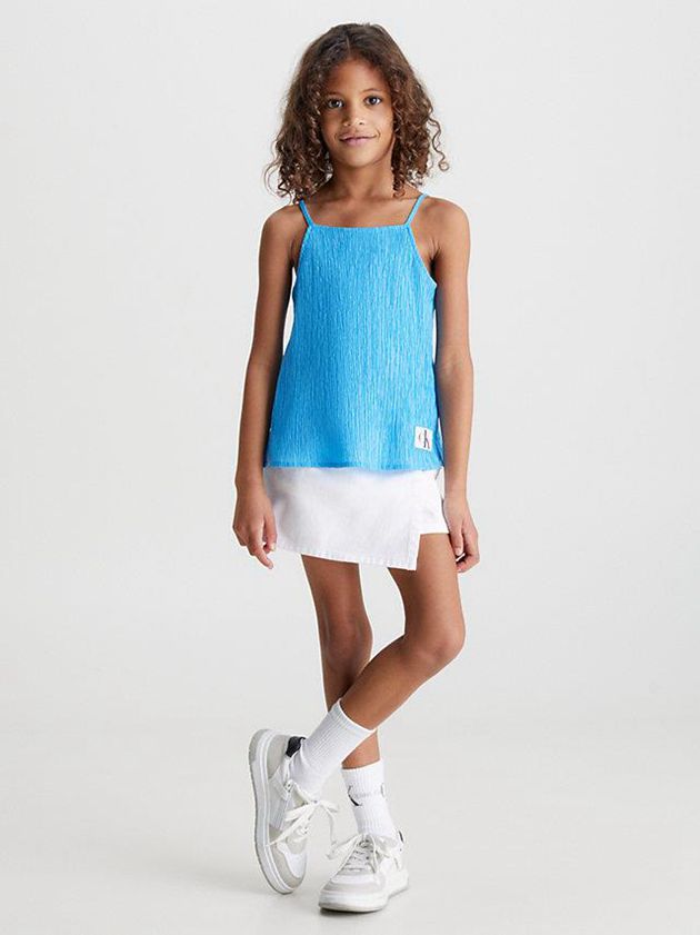 White Calvin Klein Denim Logo Girls's Skirt | YGIM-54709