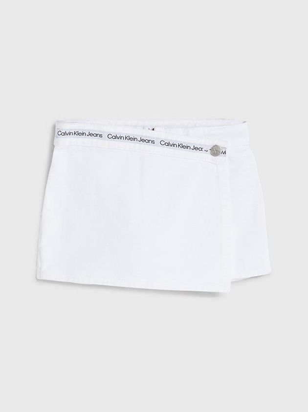 White Calvin Klein Denim Logo Girls's Skirt | YGIM-54709