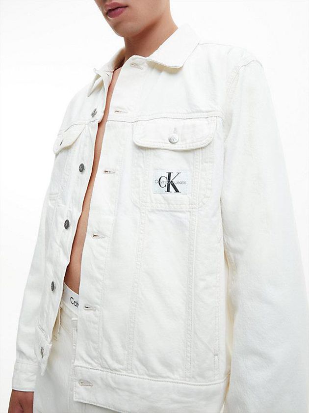 White Calvin Klein Denim Men Jacket | ORJC-89426