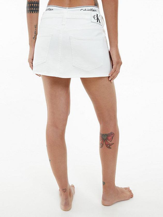 White Calvin Klein Denim Micro Mini Women Skirt | TOWY-43952
