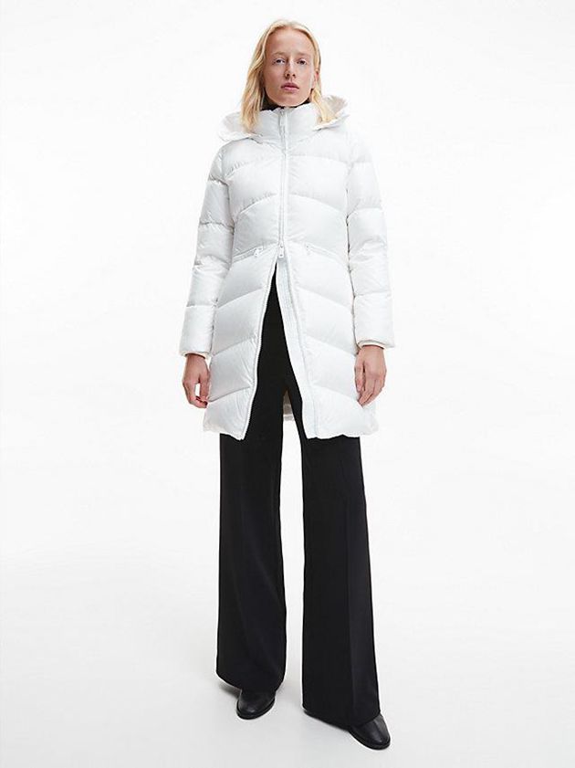 White Calvin Klein Down Women Coat | EJFW-41802