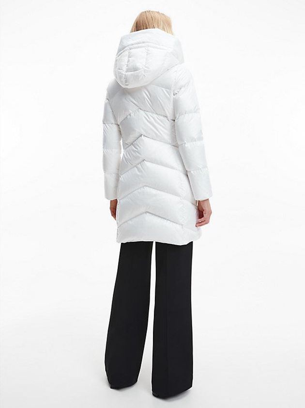 White Calvin Klein Down Women Coat | EJFW-41802
