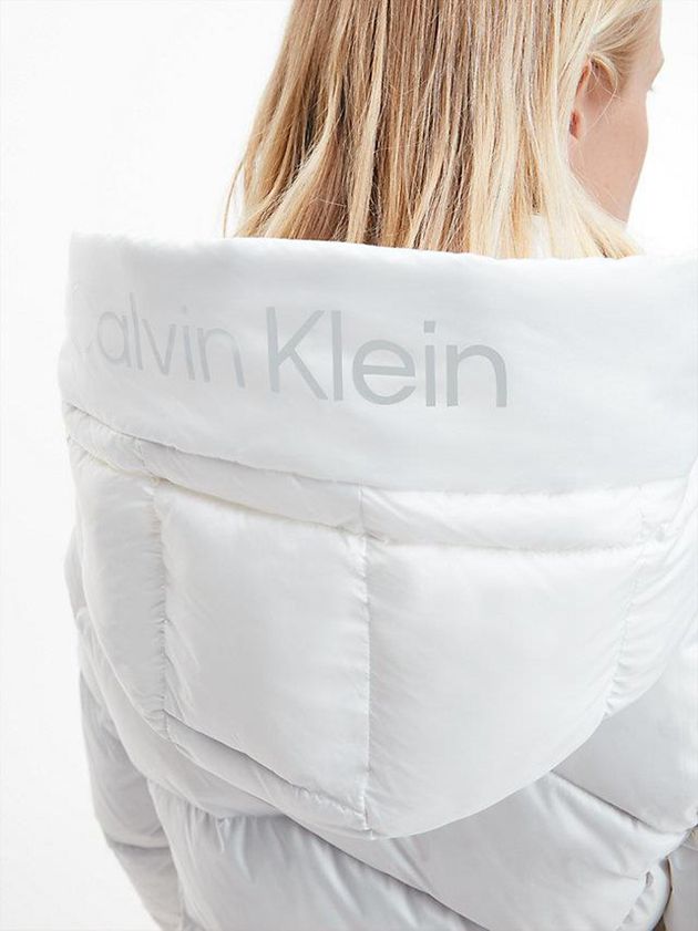 White Calvin Klein Down Women Coat | EJFW-41802