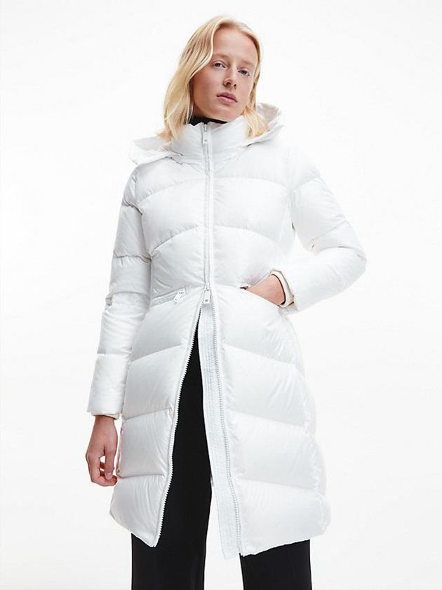 White Calvin Klein Down Women Coat | EJFW-41802
