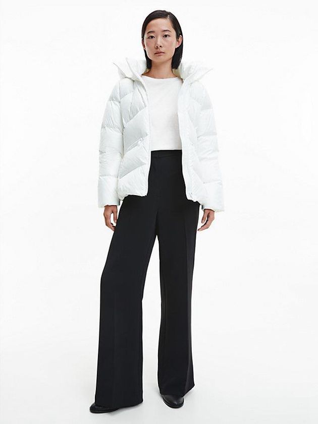 White Calvin Klein Down Women Jacket | PCUE-72951