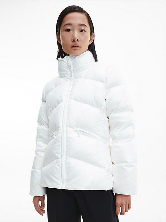 White Calvin Klein Down Women Jacket | PCUE-72951