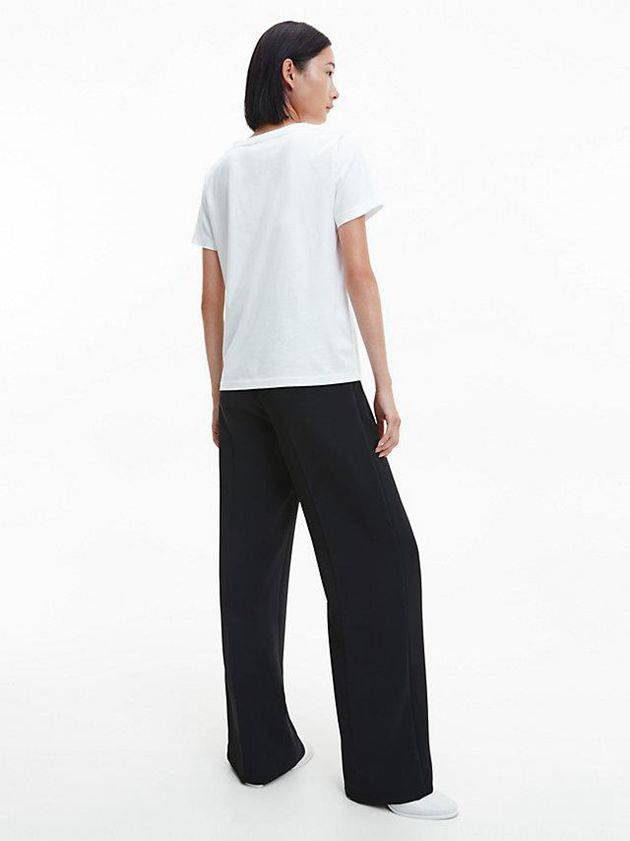 White Calvin Klein Essential V-Neck Women T-Shirt | QUXE-87032
