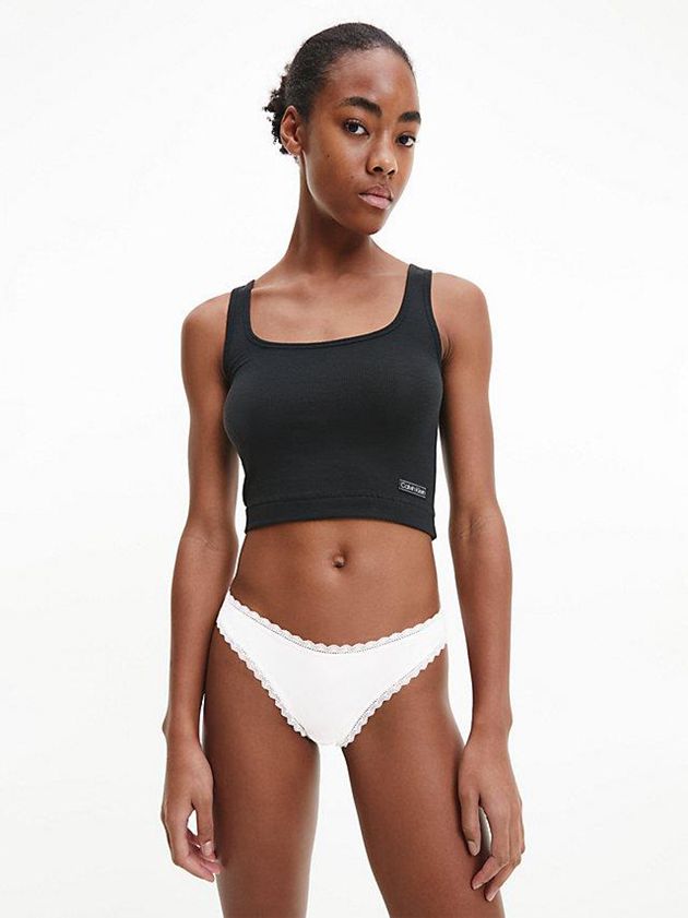 White Calvin Klein Flirty Women Thong | TYSF-61023