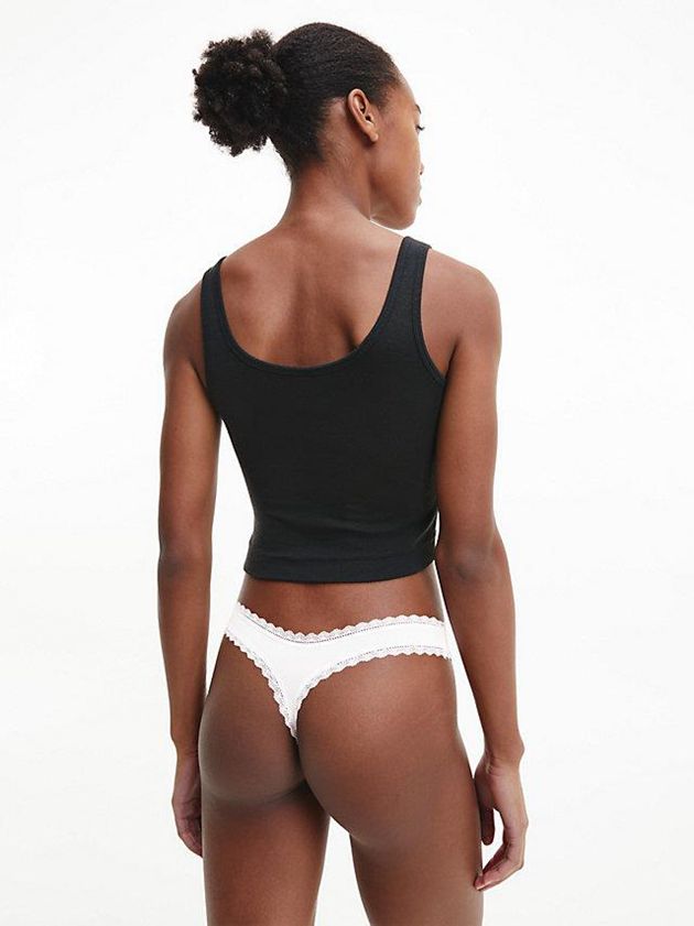 White Calvin Klein Flirty Women Thong | TYSF-61023