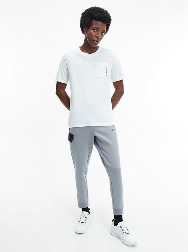 White Calvin Klein Gym Men T-Shirt | PBAC-57012