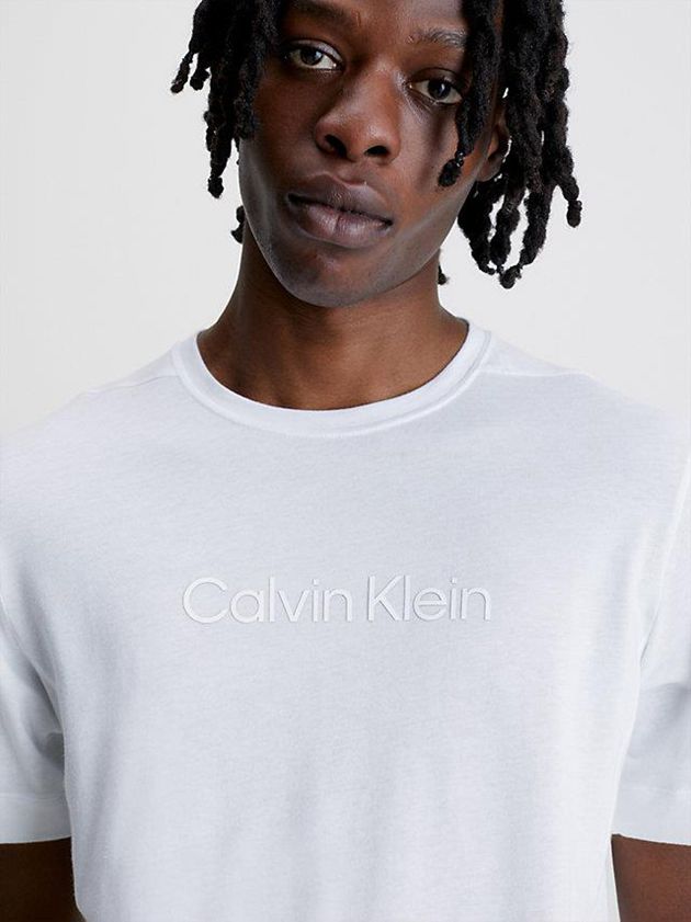 White Calvin Klein Gym Men T-Shirt | UWOP-15439