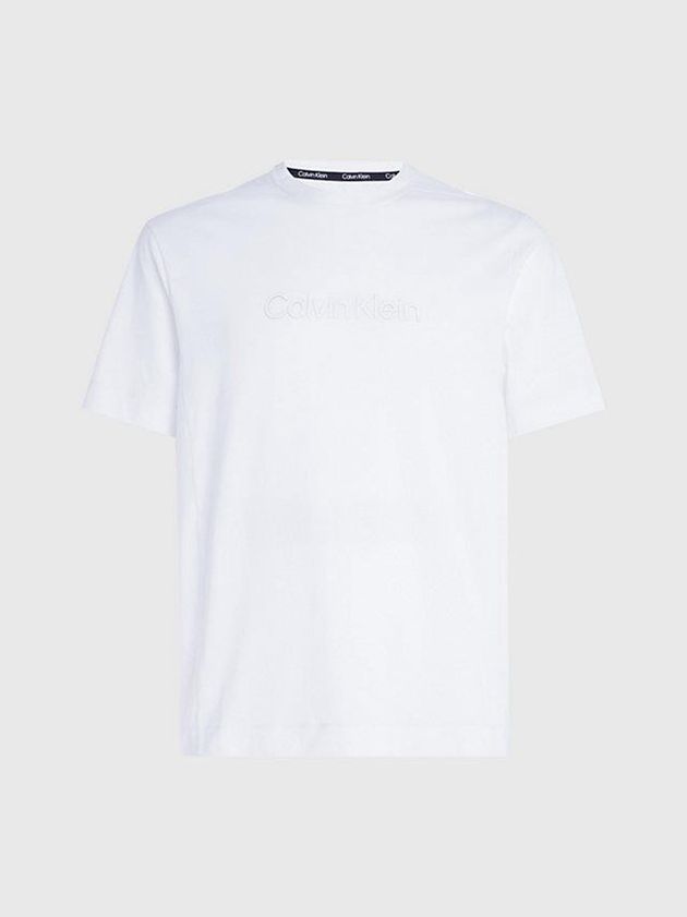 White Calvin Klein Gym Men T-Shirt | UWOP-15439