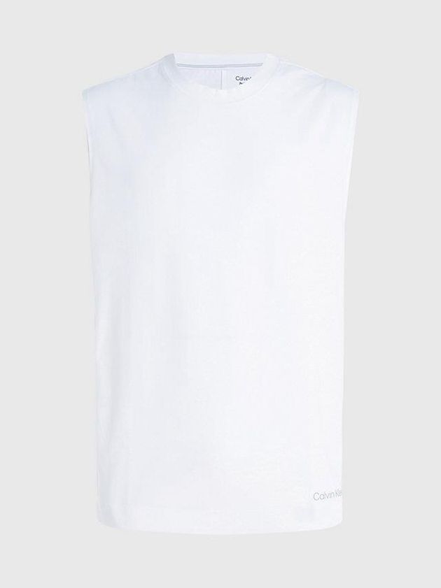 White Calvin Klein Gym Tank Men Top | VKNM-10586