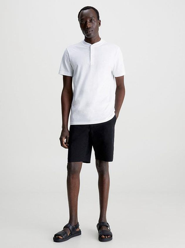 White Calvin Klein Henley Men T-Shirt | BLPR-08932